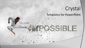  Presentation with stone cross all things work together - PPT theme featuring art possibility - young determined karate man breaking background and a light gray colored foreground