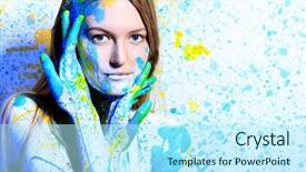  Presentation with project - PPT layouts featuring art project beautiful woman painted background and a cool aqua colored foreground