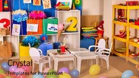  Presentation with craft for kids child art - Slides having art room for education children background and a coral colored foreground