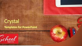  Presentation with school apple - Audience pleasing PPT theme consisting of art rulers - back to school text backdrop and a red colored foreground