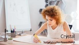  Presentation with beautiful young woman getting face - Colorful theme enhanced with art rulers - beautiful focused young woman photographer backdrop and a  colored foreground