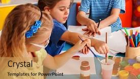  Presentation with art craft - Audience pleasing theme consisting of art school class children backdrop and a  colored foreground