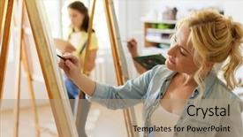  Presentation with school art and music - PPT layouts with art school creativity and people background and a  colored foreground