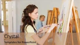  Presentation with creativity - PPT layouts consisting of art school creativity and people background and a coral colored foreground