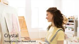  Presentation with creativity - Theme featuring art school creativity and people background and a lemonade colored foreground