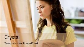  Presentation with creativity - PPT layouts having art school creativity and people background and a coral colored foreground