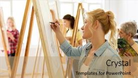  Presentation with creativity - Cool new presentation with art school creativity and people backdrop and a coral colored foreground