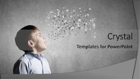  Presentation with letters - Presentation theme having art speaking - cute boy of school age background and a light gray colored foreground