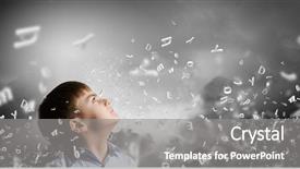 Presentation with letters - Presentation design having art speaking - cute boy of school age background and a gray colored foreground