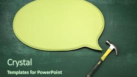  Presentation with bubble - Cool new slides with art speaking - hammer with speech bubble backdrop and a ocean colored foreground