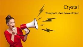  Presentation with lighting - Colorful presentation enhanced with art speaking - person shouting lighting bolts backdrop and a light gray colored foreground