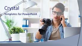  Presentation with military security camera monitoring - Colorful presentation theme enhanced with art speaking - young photographer working with his backdrop and a sky blue colored foreground