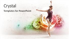  Presentation with girl in red dress - Beautiful theme featuring art sport danse - girl dancing in a color backdrop and a white colored foreground