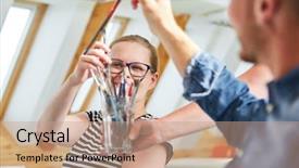  Presentation with art historical painting - PPT theme with art students in a painting background and a coral colored foreground