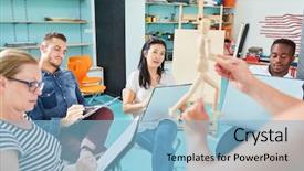  Presentation with paint art - Slide set featuring art students learn to paint background and a light blue colored foreground