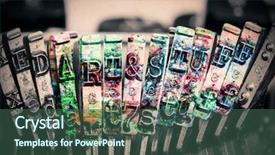  Presentation with word art text edited - Beautiful slide deck featuring art stuff texy old typewriter backdrop and a ocean colored foreground