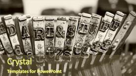  Presentation with art - Colorful PPT layouts enhanced with art stuff with old typewriter backdrop and a tawny brown colored foreground