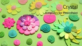  Presentation with color - Audience pleasing theme consisting of art transformation - color plasticine spring abstraction flowers backdrop and a yellow colored foreground