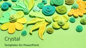  Presentation with color - Audience pleasing presentation consisting of art transformation - color plasticine spring abstraction fowers backdrop and a mint green colored foreground