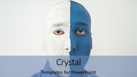  Presentation with paint - Colorful PPT layouts enhanced with art transformation - paint color gesture expression man backdrop and a teal colored foreground