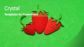  Presentation with fresh strawberry glass of berry - Beautiful PPT theme featuring art transformation - strawberry handmade plasticine berry color backdrop and a shamrock green colored foreground