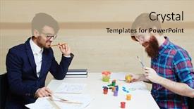  Presentation with conflict - Slides having art vs science conflict background and a soft green colored foreground