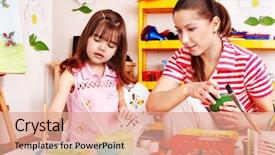  Presentation with play - Amazing presentation having art work - child with teacher draw paints backdrop and a coral colored foreground