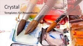  Presentation with water color - Presentation theme featuring art work - water-color brush and palette isolated background and a lemonade colored foreground