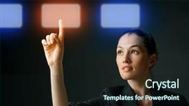  Presentation with beautiful young woman getting face - Audience pleasing theme consisting of art work - young beautiful businesswoman making choise backdrop and a  colored foreground