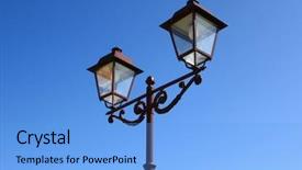  Presentation with torn paper collection of old - PPT theme with artdeco - old torch on blue background background and a light blue colored foreground