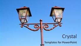  Presentation with street - Slides consisting of artdeco - street lamp background and a light blue colored foreground