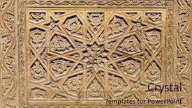  Presentation with traditional wood - Cool new PPT layouts with artdeco - traditional east pattern decoration backdrop and a coral colored foreground