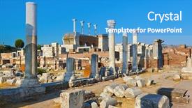  Presentation with hill - PPT theme having ayasuluk hill - selcuk ephesus background and a teal colored foreground