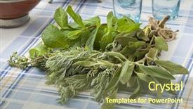  Presentation with herbs - Slides having artemisia - bouquet of fresh moroccan herbs background and a  colored foreground