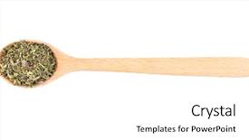  Presentation with spoon - PPT theme having artemisia - dried tarragon in spoon background and a white colored foreground