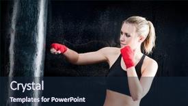  Presentation with boxing woman and a tawny - Amazing slide deck having artful female - boxing training woman sparring punching backdrop and a wine colored foreground