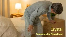  Presentation with knee pain - Slide set with arthralgia - senior male with knee pain background and a tawny brown colored foreground