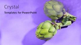  Presentation with food market - Theme featuring artichoke-close-up-fresh-raw background and a light blue colored foreground