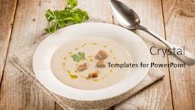  Presentation with soup - Presentation theme consisting of artichoke-cream-soup-with-sliced background and a lemonade colored foreground