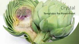  Presentation with edible flower - PPT layouts with artichoke-flower-edible-buds-isolated background and a mint green colored foreground