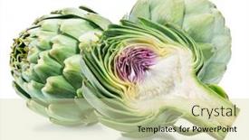  Presentation with edible flower - PPT theme consisting of artichoke-flower-edible-buds-isolated background and a soft green colored foreground