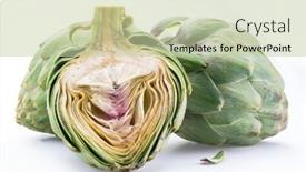  Presentation with edible flower - Amazing PPT theme having artichoke-flower-edible-buds-isolated backdrop and a mint green colored foreground