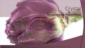  Presentation with edible flower - PPT theme featuring artichoke-flower-purple-edible-bud background and a violet colored foreground