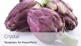  Presentation with edible flower - PPT theme enhanced with artichoke-flower-purple-edible-bud background and a sky blue colored foreground