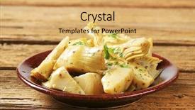  Presentation with oil and gas - Presentation design consisting of artichoke hearts marinated in oil background and a yellow colored foreground