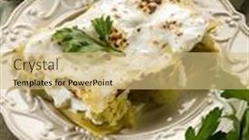  Presentation with vegetarian - Slides with artichoke-lasagne-vegetarian-food background and a yellow colored foreground