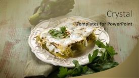  Presentation with vegetarian - Slides enhanced with artichoke-lasagne-vegetarian-food background and a coral colored foreground