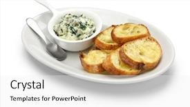  Presentation with dip - Theme with artichoke spinach dip healthy vegetarian background and a white colored foreground