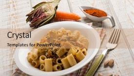  Presentation with carrots - PPT layouts having artichokes cream carrots and pistachio background and a coral colored foreground