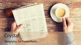  Presentation with article - Slide set featuring article - business information people and mass background and a coral colored foreground